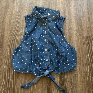 BDC Sleeveless Polka Dot Denim Crop Top